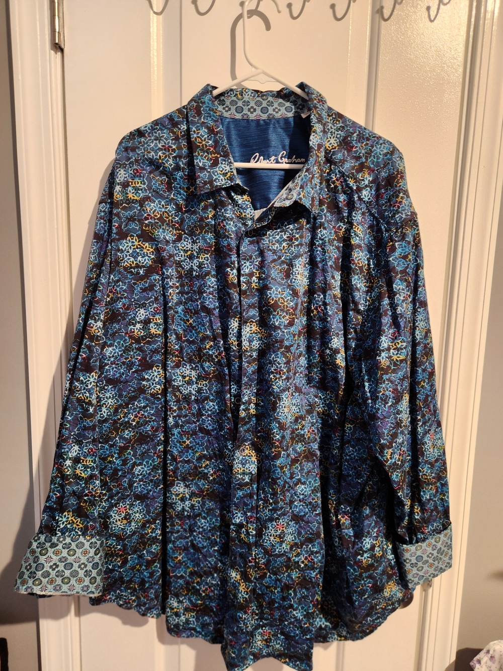 Robert Graham Men's Blue Floral-Print Button-Up Shirt